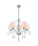 KQ 9007-5 FLAREN NICKEL PENDANT CRYSTALS & WHITE SHADES HOMELIGHTING 77-8196