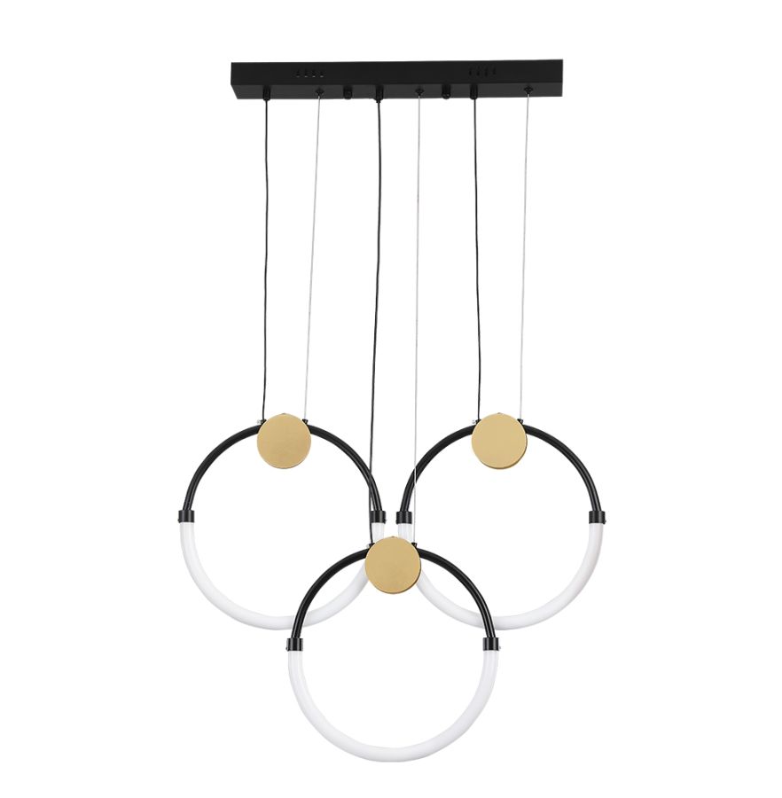 Φωτιστικό Κρεμαστό Ράγα Τρίφωτη L630xH1545mm Led 29w 1809lm 3000K Χρυσαφί-Μαύρο Viokef Briana 4314900