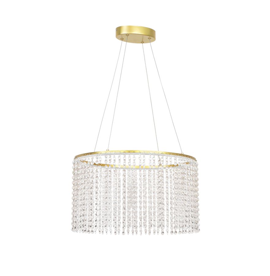 Φωτιστικό Κρεμαστό 500xH1185mm Led 28w1850lm 3000K Χρυσαφί-Κρύσταλλα Viokef Sol 4306200