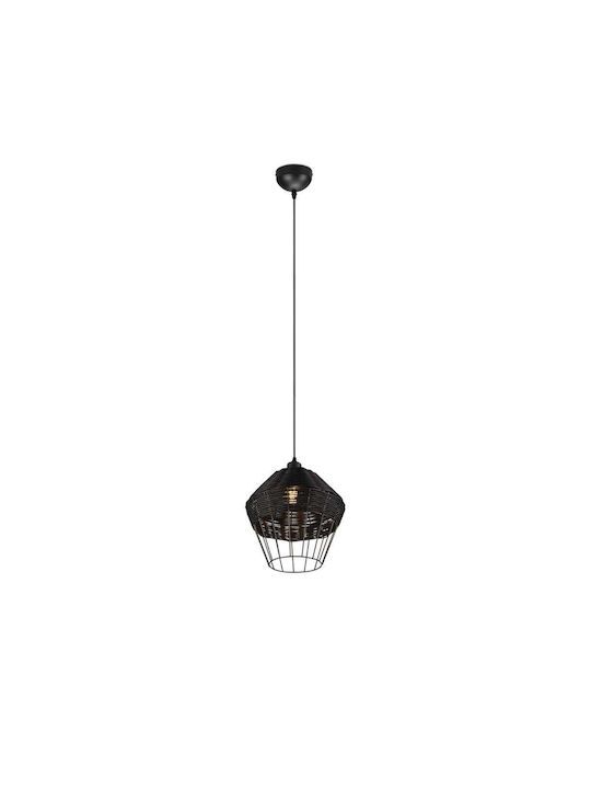 Φωτιστικό Κρεμαστό Ø30xΗ150cm 1xE27 Ράταν Μαύρο Trio Borka R31261902