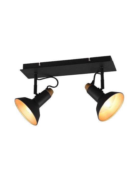 Σποτ Δίφωτο 2xE14  40x13,8xΗ22,8cm Μέταλλο Μαύρο Ματ -Χρυσό Trio Roxie 811900232