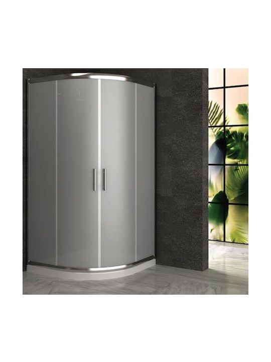 Καμπίνα Ημικυκλική R55 90x90xY180εκ. 2 Σταθερά-2 Συρόμενα Κρύσταλλο 5mm Orabella Signe Angolo Fabric 30525