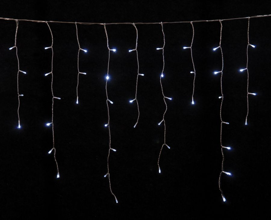 100Led Ασύμμετρη Κουρτίνα Επεκτεινόμενη All Flash Με Μετασχηματιστή ip44 200 x 70(h)cm,Διάφανο Καλώδιο/Λευκό Λαμπάκι , (Kelvin: 6.000 - 10.000) Lianos 80417