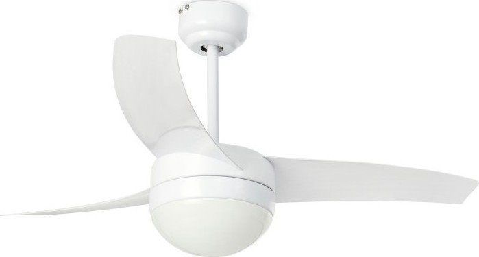 Ανεμιστήρας Οροφής Ø105cm με Φωτισμό,Τηλεχειριστήριο,3 Πτερύγια  Λευκό Ατσάλι-Abs, Γυαλί Οπαλίνα Faro Easy 33415  