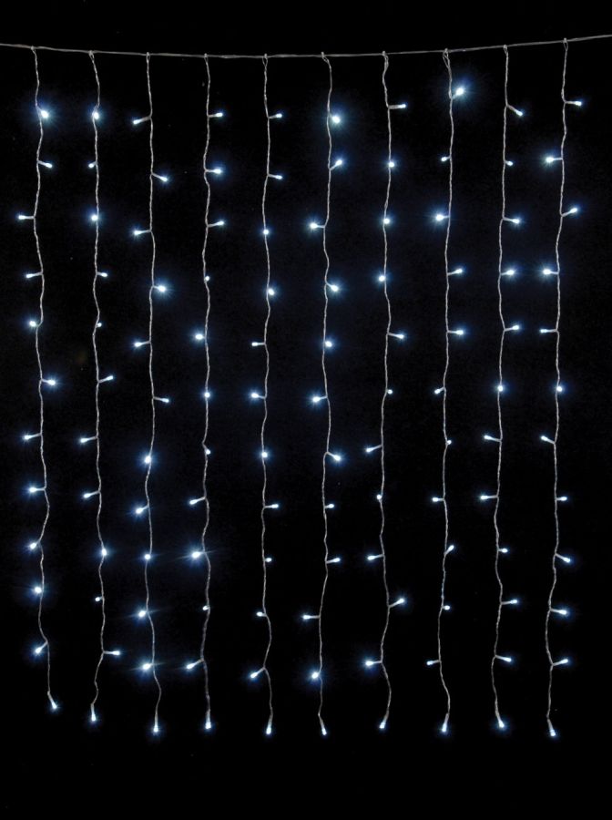 300Led Σταθερή Συμμετρική Κουρτίνα Με Επέκταση Και Μετασχηματιστή 300 x 100(h)cm,Διάφανο Καλώδιο/Λευκό Ψυχρό Λαμπάκι , (Kelvin: 6.000 - 10.000) Lianos 63431