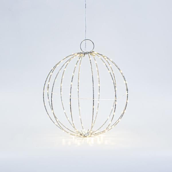 ΑΣΗΜΙ ΜΕΤΑΛΛΙΚΗ ΜΠΑΛΑ ΦΩΤΙΖΟΜΕΝΗ 30cm, 144 MINI LED, ΣΤΑΘΕΡΟΣ ΜΕΤΑΣΧΗΜΑΤΙΣΤΗΣ, ΑΣΗΜΙ ΧΑΛΚΙΝΟ ΚΑΛΩΔΙΟ, ΘΕΡΜΟ ΛΕΥΚΟ LED, ΠΡΟΕΚΤΑΣΗ ΠΑΡΟΧΗΣ 3m, IP44 Eurolamp 600-22401
