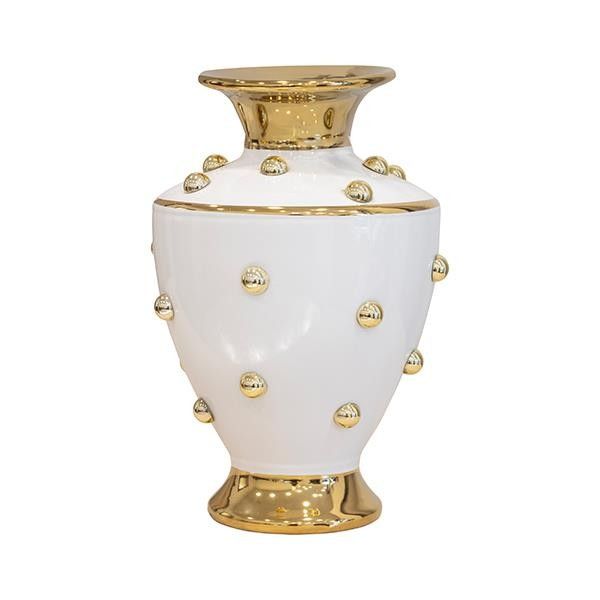 ΒΑΖΟ ΚΕΡΑΜΙΚΟ ΛΕΥΚΟ-ΧΡΥΣΟ 22x22x31cm Eurolamp 819-01510