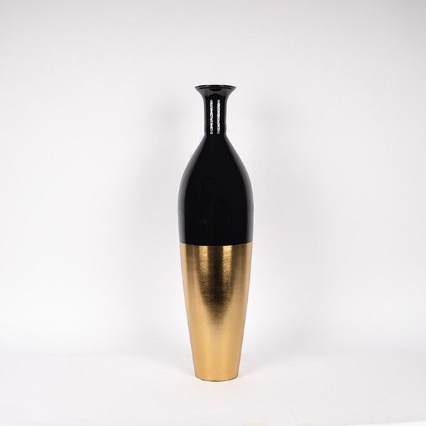 ΒΑΖΟ ΜΕΤΑΛΛΙΚΟ - ΚΕΡΑΜΙΚΟ ΧΡΥΣΟ - ΜΑΥΡΟ 18x9.5x67.5cm Eurolamp 819-01152