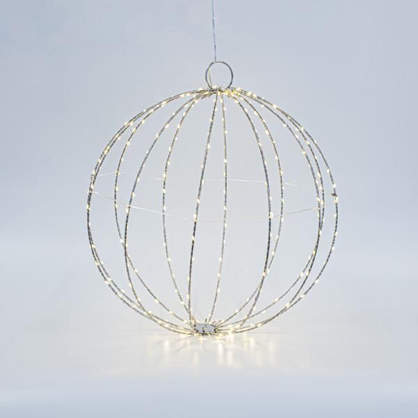 ΑΣΗΜΙ ΜΕΤΑΛΛΙΚΗ ΜΠΑΛΑ ΦΩΤΙΖΟΜΕΝΗ 40cm, 240 MINI LED, ΣΤΑΘΕΡΟΣ ΜΕΤΑΣΧΗΜΑΤΙΣΤΗΣ, ΑΣΗΜΙ ΧΑΛΚΙΝΟ ΚΑΛΩΔΙΟ, ΘΕΡΜΟ ΛΕΥΚΟ LED, ΠΡΟΕΚΤΑΣΗ ΠΑΡΟΧΗΣ 3m, IP44 Eurolamp 600-22402
