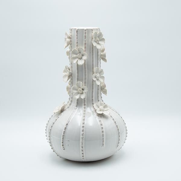 ΒΑΖΟ ΜΕ ΛΟΥΛΟΥΔΙΑ ΚΕΡΑΜΙΚΟ ΛΕΥΚΟ 21.5x21.5x34cm Eurolamp 819-01334