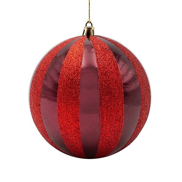 ΠΛΑΣΤΙΚΗ ΜΠΑΛΑ, ΜΠΟΡΝΤΟ ΜΕ ΚΟΚΚΙΝΟ GLITTER, ΣΕΤ 2ΤΜΧ, 20cm Eurolamp 600-47963