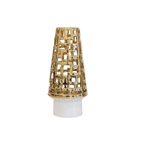 ΒΑΖΟ ΚΕΡΑΜΙΚΟ ΛΕΥΚΟ-ΧΡΥΣΟ 13.5x13.5x30 cm Eurolamp 819-01498
