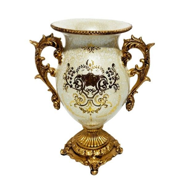 ΒΑΖΟ ΠΟΛΥΡΕΖΙΝ ΛΕΥΚΟ - ΧΡΥΣΟ 21x14x28.5cm Eurolamp 819-02093