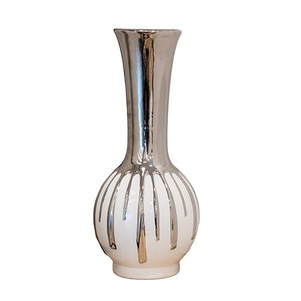 ΒΑΖΟ ΚΕΡΑΜΙΚΟ ΛΕΥΚΟ-ΑΣΗΜΙ 21x21x46cm Eurolamp 819-01503
