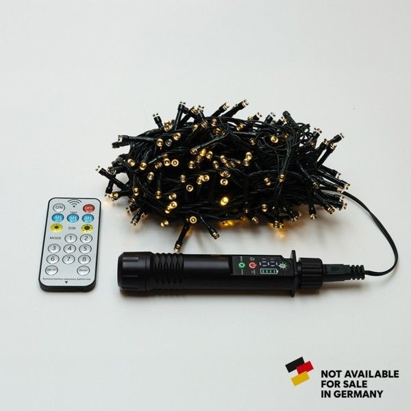XMAS ΛΑΜΠΑΚΙ ΣΕΙΡΑ 400 LED 3mm ΜΕ ΦΟΡΗΤΟ ΦΟΡΤΙΣΤΗ 24V-31V ΜΠΑΤΑΡΙΑΣ 1800mAh ΜΕ 8 ΠΡΟΓΡΑΜΜΑΤΑ ΤΗΛΕΧΕΙΡΙΣΤΗΡΙΟ (TIMER DIMMER) ΠΡΑΣΙΝΟ PVC ΚΑΛΩΔΙΟ ΘΕΡΜΟ ΛΕΥΚΟ LED ΑΝΑ 10cm ΠΑΡΟΧΗ 3m IP44 Eurolamp 600-19180