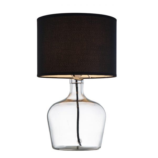 Φωτιστικό Λάμπα Επιτραπέζιο Μαύρο Καπέλο / Βάση Γυαλί Faneurope Hendrix Nero