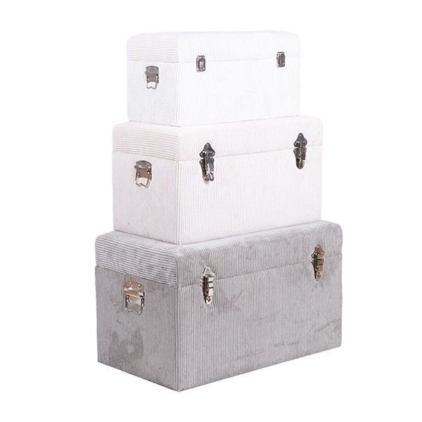 S/3 ΜΠΑΟΥΛΑ ΒΕΛΟΥΔΙΝΑ ΓΚΡΙ - ΚΡΕΜ - ΛΕΥΚΟ 57x33x35cm / 49x26x28cm / 42x20x21cm Eurolamp 810-00268