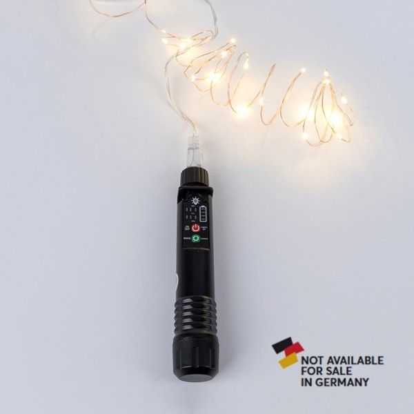 XMAS ΛΑΜΠΑΚΙ ΣΕΙΡΑ 40 MINI LED ΜΕ ΦΟΡΗΤΟ ΦΟΡΤΙΣΤΗ 3V-4.5V ΜΠΑΤΑΡΙΑΣ 800mAh ΜΕ 8 ΠΡΟΓΡΑΜΜΑΤΑ ΤΗΛΕΧΕΙΡΙΣΤΗΡΙΟ (TIMER DIMMER) ΑΣΗΜΙ ΧΑΛΚΙΝΟ ΚΑΛΩΔΙΟ ΘΕΡΜΟ ΛΕΥΚΟ LED ΑΝΑ 10cm ΠΑΡΟΧΗ 30cm IP44 Eurolamp 600-19120