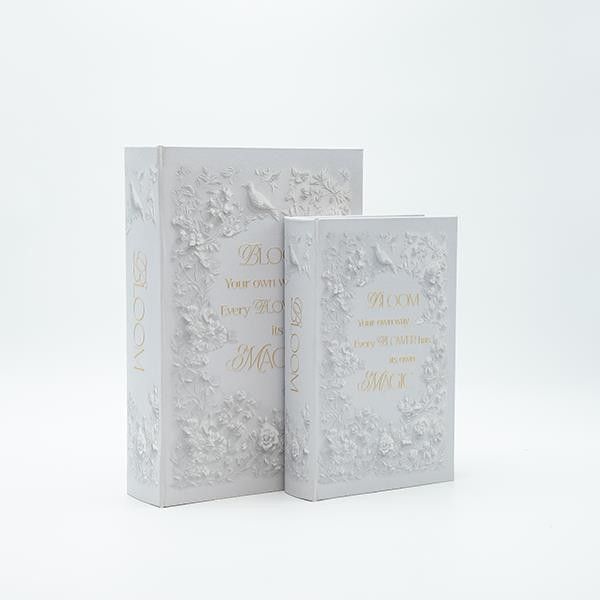 S/2 ΚΟΥΤΙ ΒΙΒΛΙΟ ΞΥΛΙΝΟ ΛΕΥΚΟ 30x21x7cm / 24x16x5cm Eurolamp 819-01348