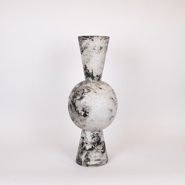 ΒΑΖΟ ΜΕΤΑΛΛΙΚΟ ΜΩΣΑΪΚΟ ΛΕΥΚΟ ΑΝΤΙΚΕ 25x25x66cm Eurolamp 819-01073