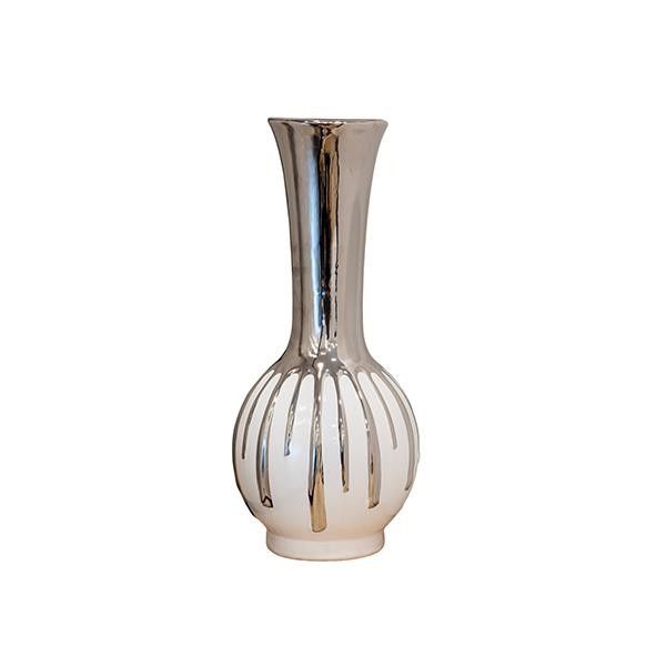 ΒΑΖΟ ΚΕΡΑΜΙΚΟ ΛΕΥΚΟ-ΑΣΗΜΙ 16.5x16.5x33.5cm Eurolamp 819-01504