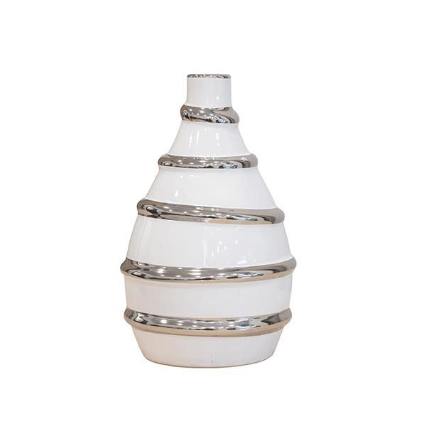 ΒΑΖΟ ΚΕΡΑΜΙΚΟ ΛΕΥΚΟ-ΑΣΗΜΙ 16x16x25.5cm Eurolamp 819-01513