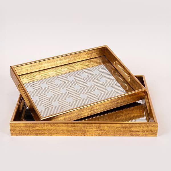 S/2 ΔΙΣΚΟΣ PS ME ΚΑΘΡΕΦΤΗ ΚΑΦΕ 40x30x4.5cm / 35x25x4.5cm Eurolamp 819-01157