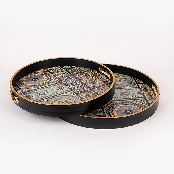 S/2 ΔΙΣΚΟΣ PS ΜΕ ΓΥΑΛΙ ΚΑΦΕ 40x40x4cm / 36x36x4cm Eurolamp 819-01171