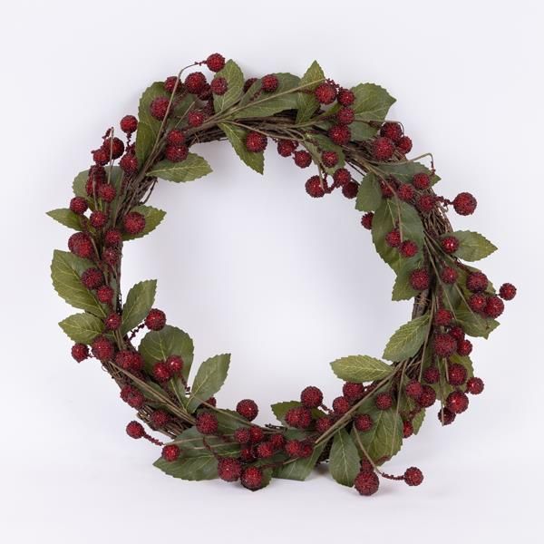 ΣΤΕΦΑΝΙ ΜΕ ΚΟΚΚΙΝΑ ΜΙΚΡΑ BERRIES , 50cm Eurolamp 600-46180