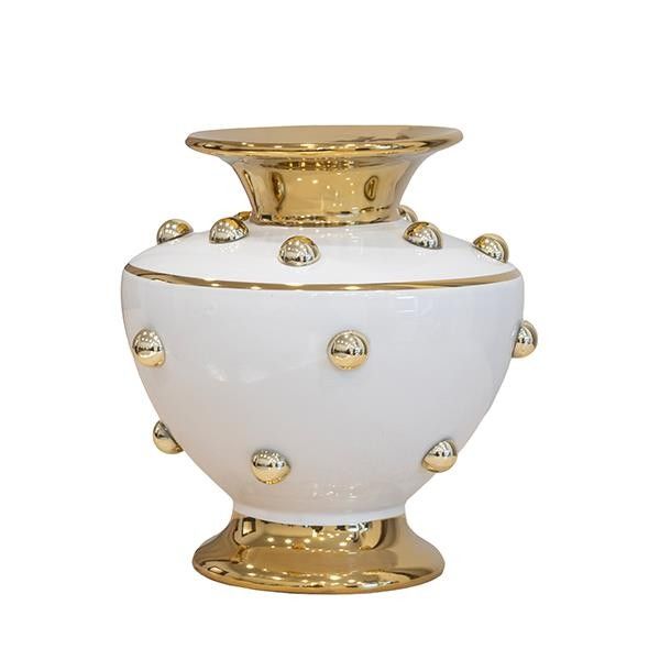 ΒΑΖΟ ΚΕΡΑΜΙΚΟ ΛΕΥΚΟ-ΧΡΥΣΟ 21x21x21cm Eurolamp 819-01511