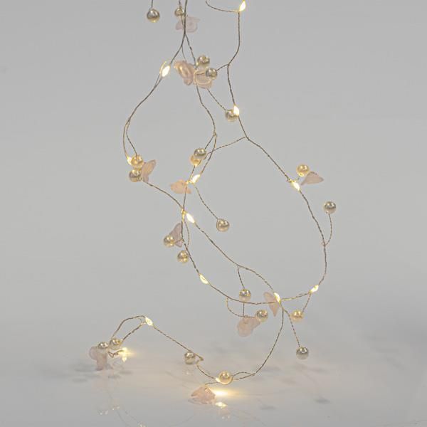 ΣΕΙΡΑ, 20 MINI LED, ΑΚΡΥΛΙΚΑ ΛΟΥΛΟΥΔΙΑ & ΠΕΡΛΕΣ, ΜΠΑΤΑΡΙΑΣ 2xAA, ΧΡΟΝΟΔΙΑΚΟΠΤΗ, ΑΣΗΜΙ ΧΑΛΚΙΝΟ ΚΑΛΩΔΙΟ, ΘΕΡΜΟ ΛΕΥΚΟ LED ΑΝΑ 7.5cm, ΠΡΟΕΚΤΑΣΗ ΠΑΡΟΧΗΣ 50cm, IP20 Eurolamp 600-11479