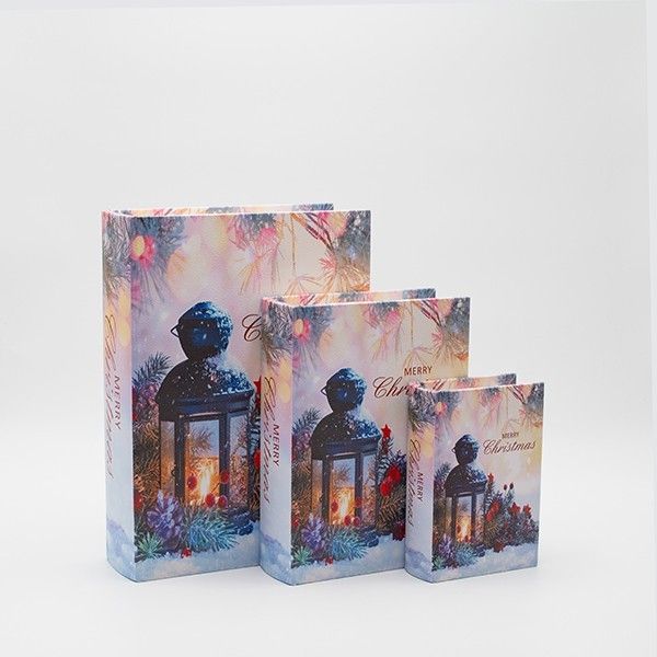 ΒΙΒΛΙΑ ΔΙΑΚΟΣΜΗΤΙΚΑ, ΜΕ ΦΑΝΑΡΑΚΙ,  ΞΥΛΙΝΑ, ΣΕΤ 3 ΤΜΧ, 30x22x7.5,  23x17.5x6 ΚΑΙ 16x11x5 Eurolamp 600-47042