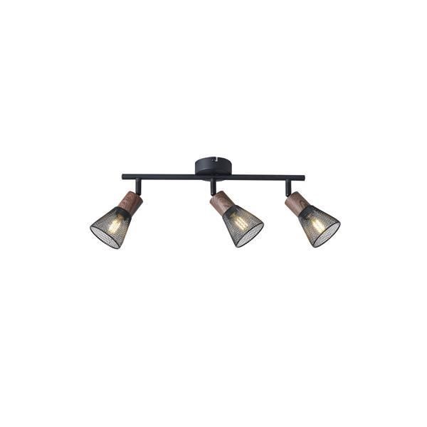 ΣΠΟΤ ΜΕ ΔΙΧΤΥ ΜΕΤΑΛΛΟ-ΞΥΛΟ 3ΦΩΤΟ 3XE14 Max 8W 390X80X145mm ΜΑΥΡΟ ARTE ILLUMINA MESHY Eurolamp 145-25257