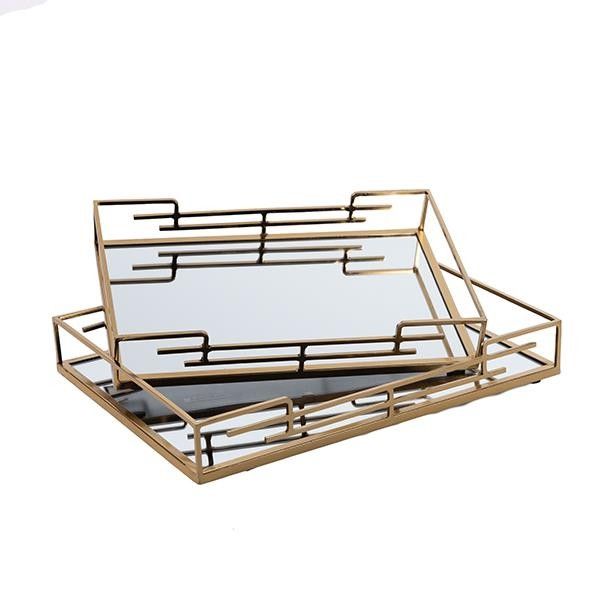S/2 ΔΙΣΚΟΣ ΜΕΤΑΛΛΙΚΟΣ ΜΕ ΚΑΘΡΕΦΤΗ ΧΡΥΣΟΣ 35x5x25cm/ 30.5x5x20cm Eurolamp 819-01147