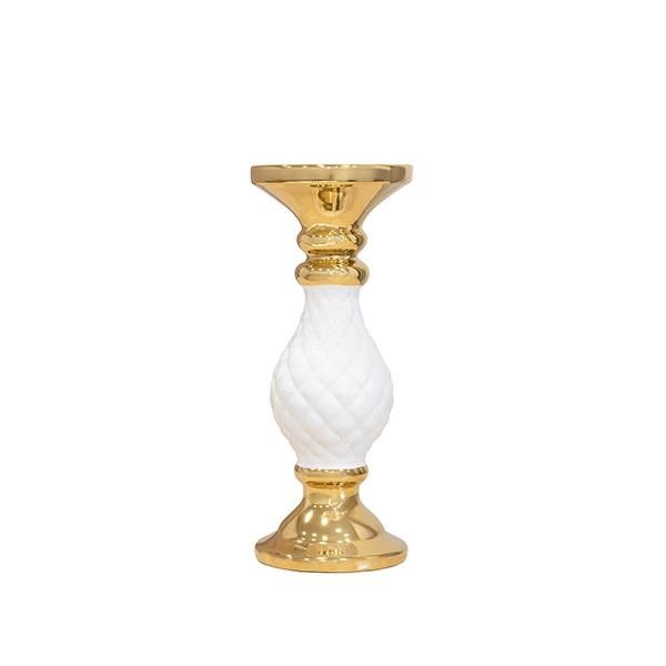 ΒΑΖΟ ΚΕΡΑΜΙΚΟ ΛΕΥΚΟ-ΧΡΥΣΟ 10.5x10.5x25.5cm Eurolamp 819-01515