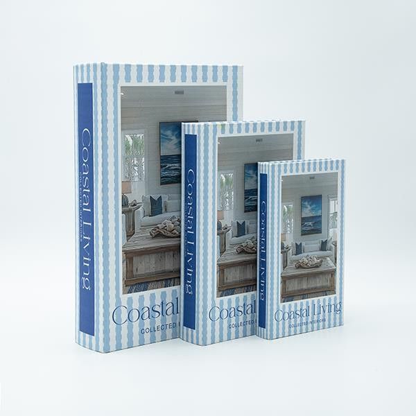 S/3 ΚΟΥΤΙ ΒΙΒΛΙΟ ΞΥΛΙΝΟ ΓΑΛΑΖΙΟ - ΛΕΥΚΟ 33x22x7cm / 26x17x5cm / 21x13x3cm Eurolamp 819-01366