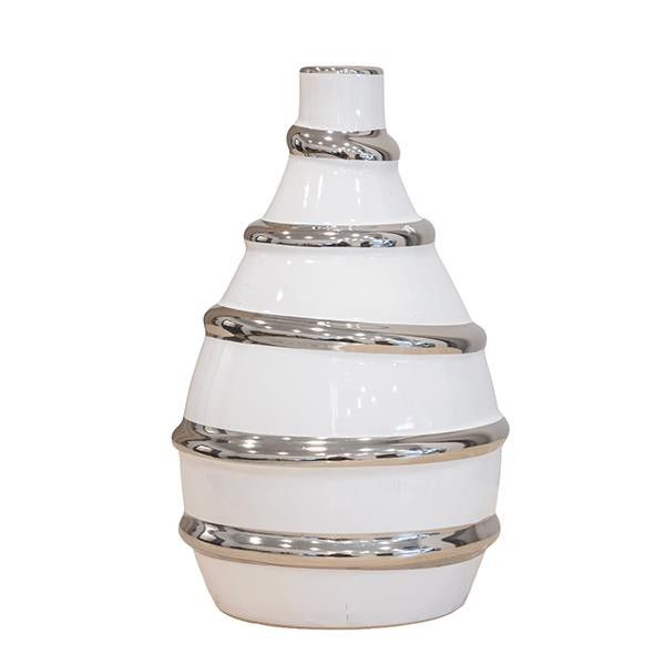 ΒΑΖΟ ΚΕΡΑΜΙΚΟ ΛΕΥΚΟ-ΑΣΗΜΙ 19.5x19.5x33cm Eurolamp 819-01512