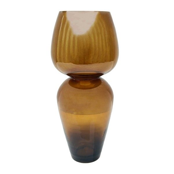 ΒΑΖΟ ΓΥΑΛΙΝΟ ΚΑΦΕ 15x15x34cm Eurolamp 819-01049