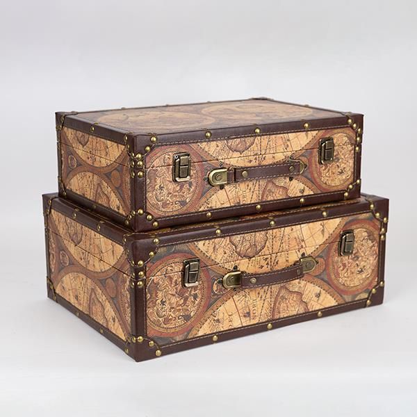 S/2 ΒΑΛΙΤΣΕΣ ΞΥΛΙΝΕΣ ΧΑΡΤΗΣ 42x30x16cm / 37x25x13cm Eurolamp 752-17012