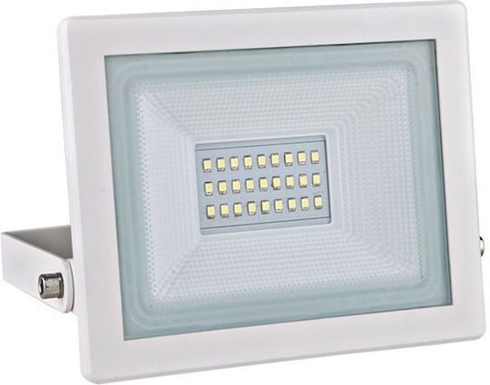 Προβολέας Αδιάβροχος Slim Led SMD 20watt 120° 230V 3000K, 1600lm, IP66, Λευκό χυτό Αλουμίνιο ACA X2030W 