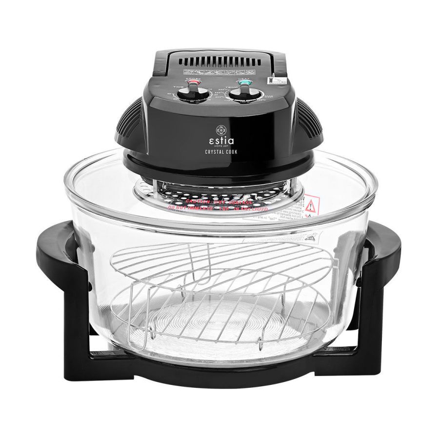 Φουρνάκι Ρομπότ Μαύρο με Αντιστάσεις 1400w 12lt Estia Home Crystal Cook 06-16555