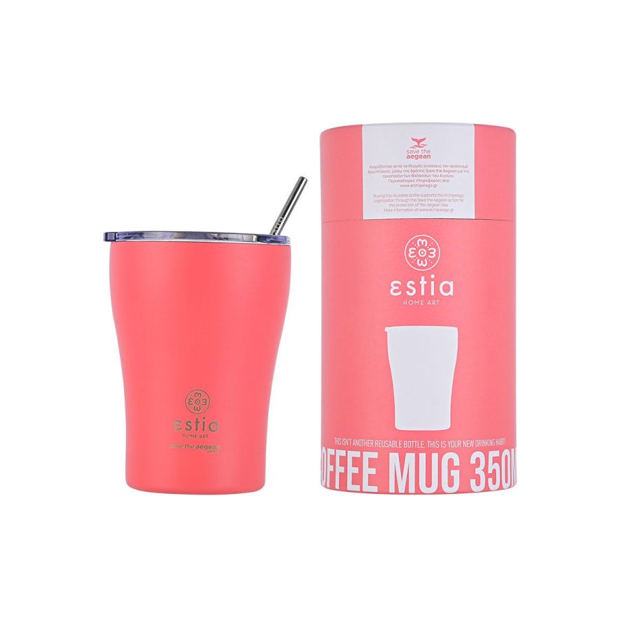 Θερμός Coffee Mug Save the Aegean 350ml Ø7xY13cm Fusion Coral Estia Home Art  01-12199