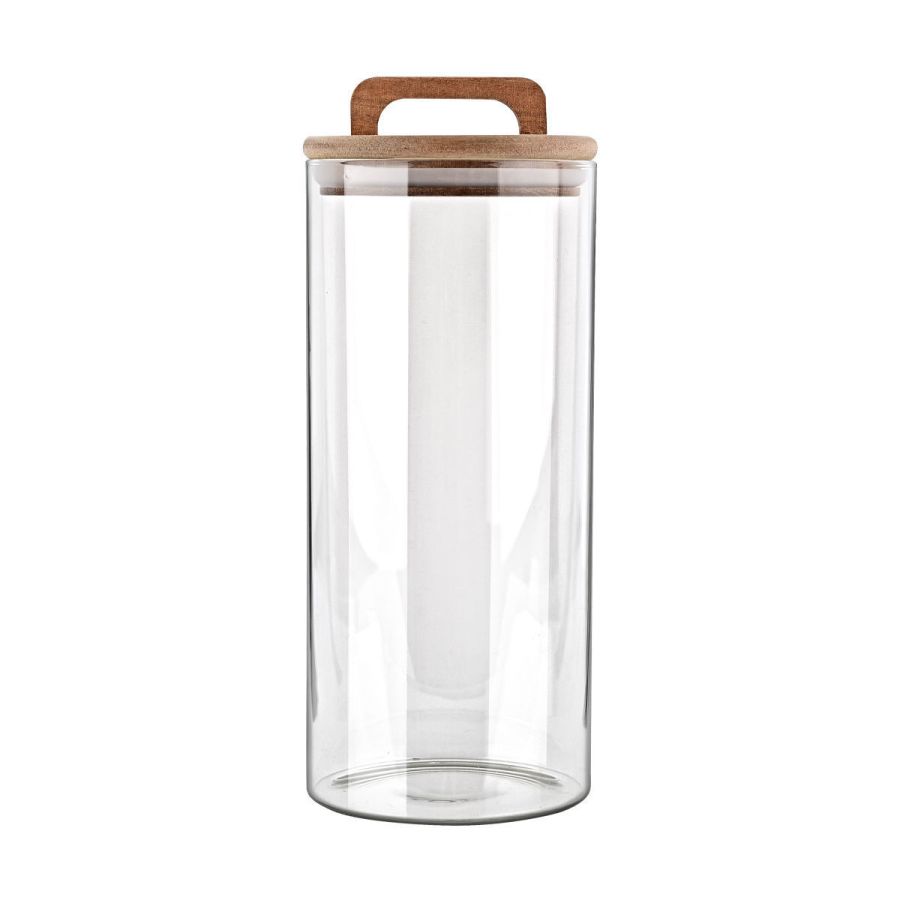 Δοχείο Αποθήκευσης Γυάλινο 1300ml 10x10xΗ22cm Καπάκι Ξύλο Ακακίας Estia Home Art 01-17491