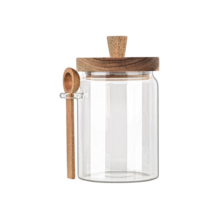 Δοχείο Αποθήκευσης Γυάλινο 850ml 9,7x12xΗ17cm Καπάκι -Κουτάλι Ξύλο Ακακίας Estia Home Art Allure 01-17460