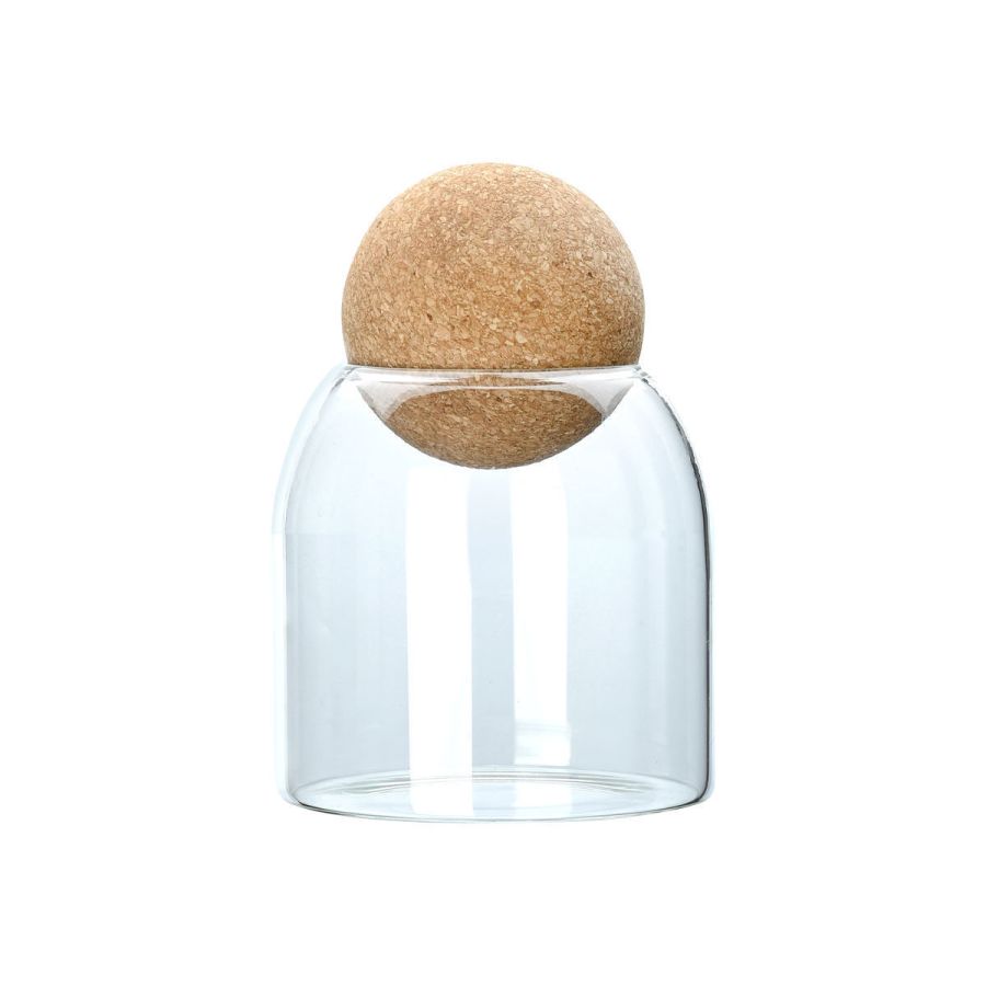Δοχείο Αποθήκευσης Γυάλινο 450ml 9x9x13cm με Καπάκι Φελλού 01-19600