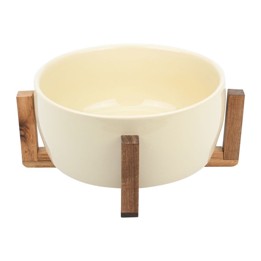 Σαλατιέρα Ivory με Βάση Acacia 28x12,5cm Estia Home Art Allure Ivrory  01-25014