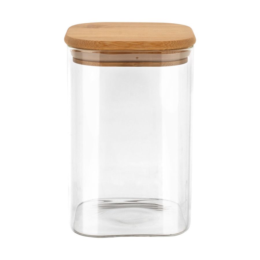 Δοχείο Αποθήκευσης Γυάλινο 950ml 10x10xΗ15,6cm Καπάκι Ξύλο Ακακίας Estia Home Art Bamboo Essentials 01-12939