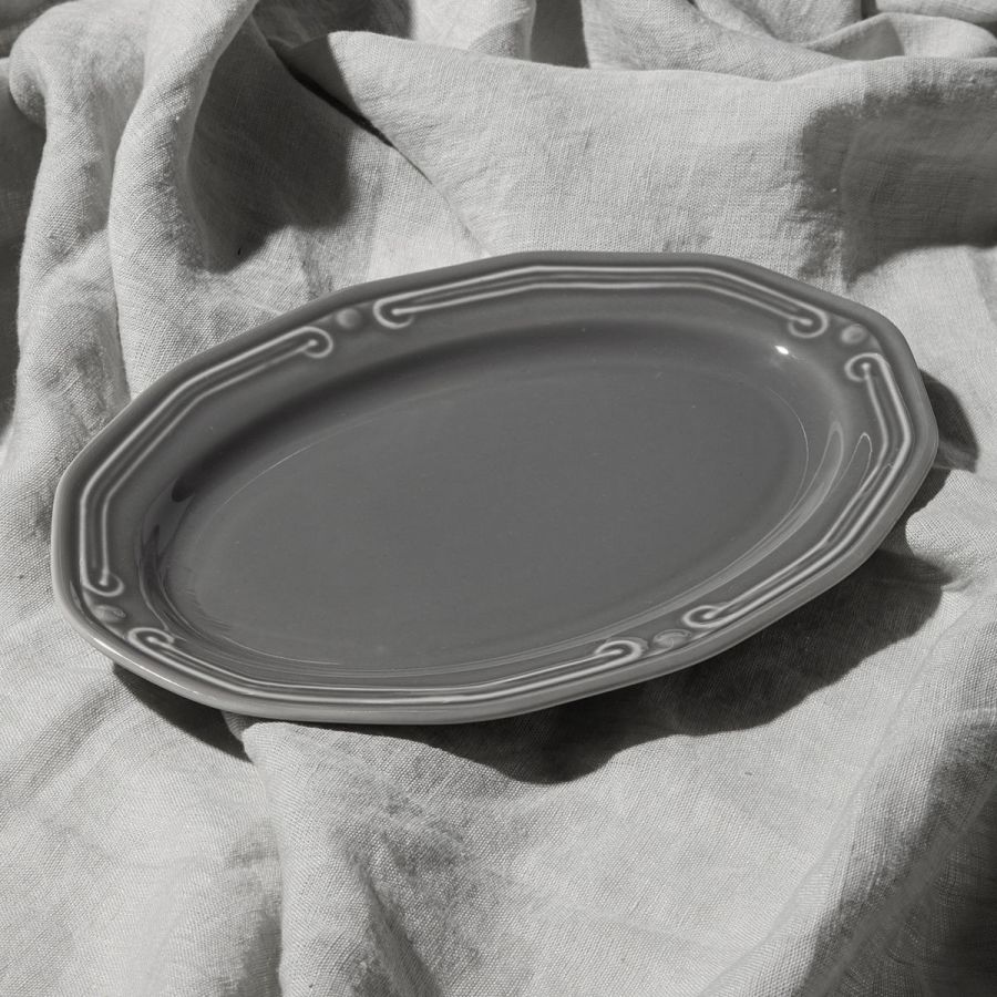 Πιατέλα Οβάλ Πορσελάνινη Ανάγλυφη 25cm Athénée Grey  07-13691