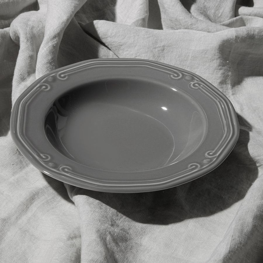 Πιάτο Βαθύ Πορσελάνινο Ανάγλυφο 23cm Estia Home Art Athenee Grey 07-13677