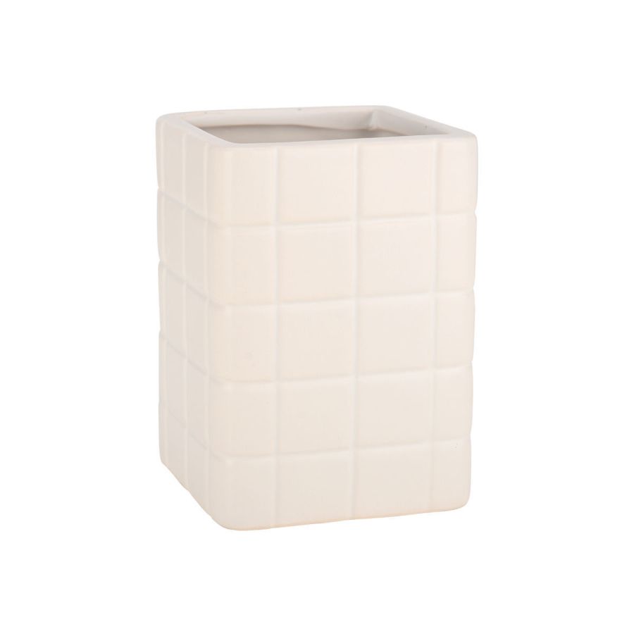 Ποτηράκι Μπάνιου 7,5x7,5x11cm Κεραμικό Λευκό Estia Home Art Tiles 02-27735